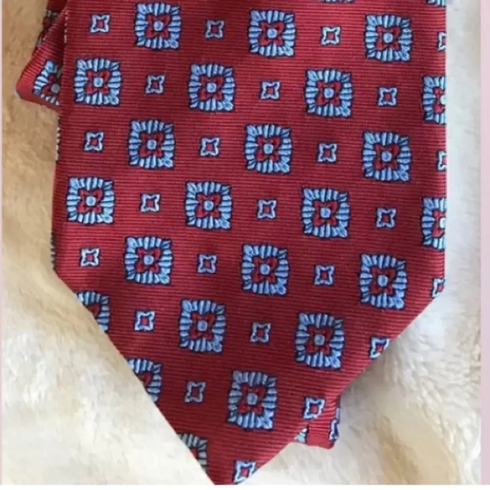 Brooks Brothers 346 Red & Blue Geometric‎ Print Silk Tie USA  IMMACULATE